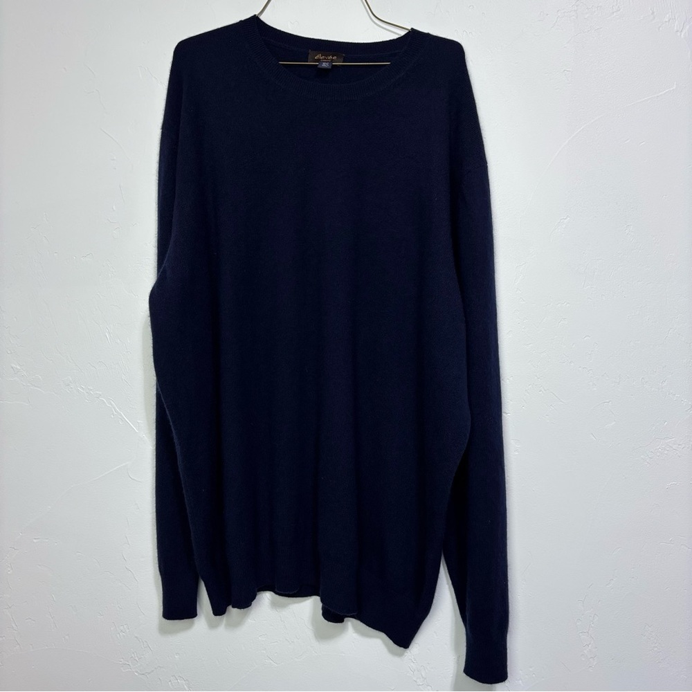 Elevee Collection Men's 100% Cashmere Navy Sweater XXL 2XL Tall 50-52 Crew Neck